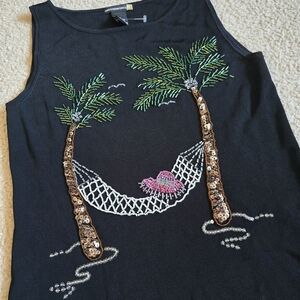Sweaterworks Beaded Tropical Palm Tree Tank – Size Small